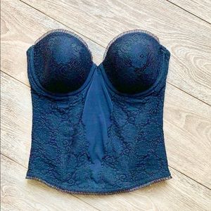 Push-up Black Lace Bustier Corset Maidenform 34C